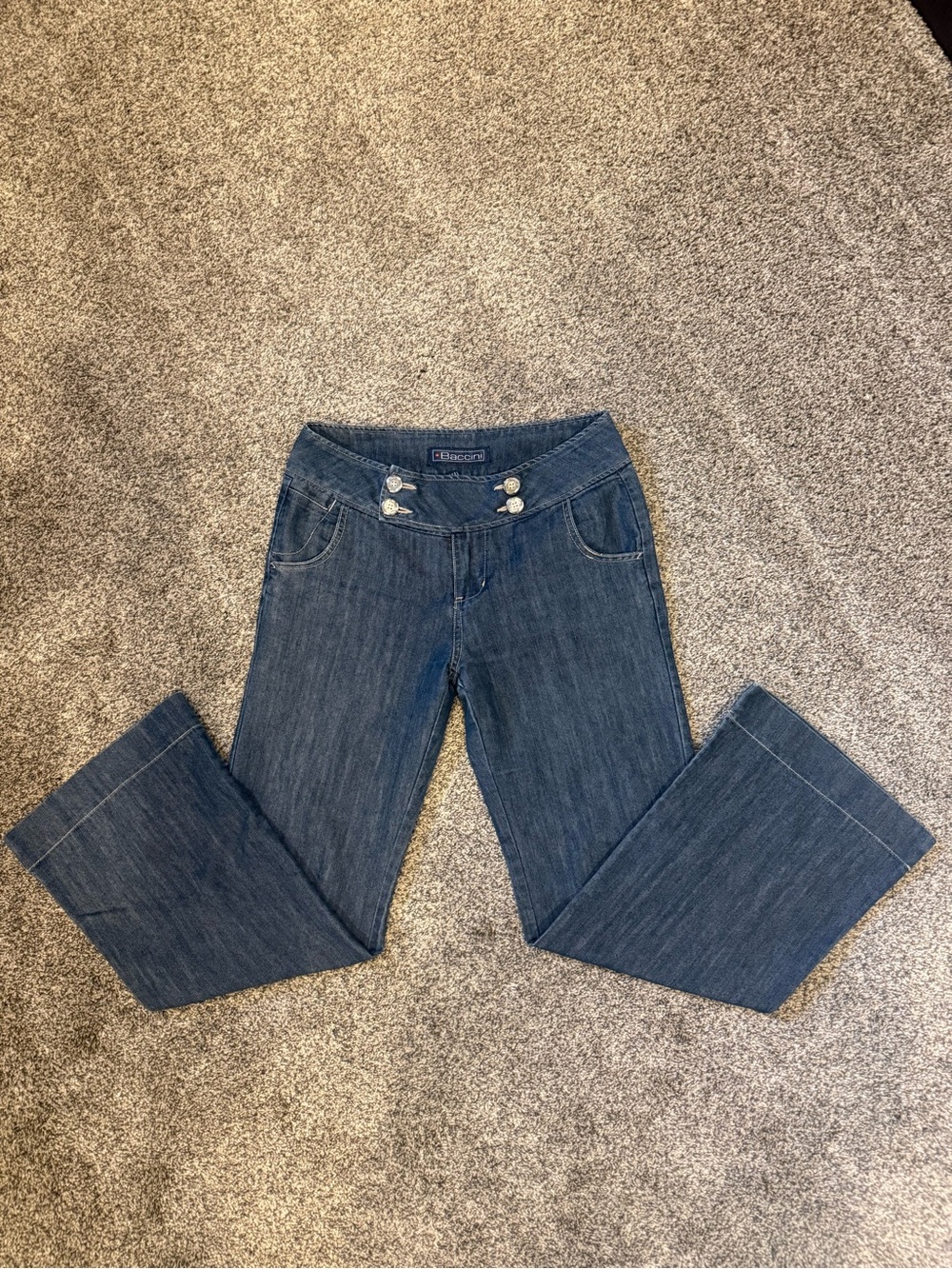 Baccini Women's Dark Blue Wide-Leg Jeans